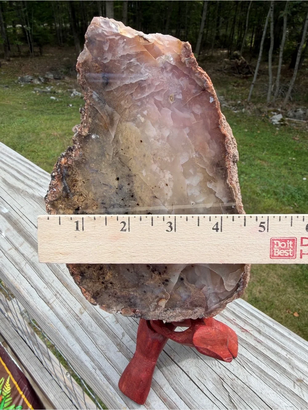 Large Natural Agate & Chalcedony Display Specimen | Wood Stand